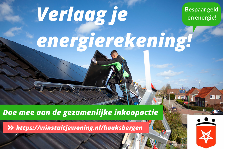 Poster verlaag je energie rekening via een gezamenlijke inkoopactie